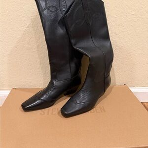 Steve Madden Black Over-the-Knee Western Boots